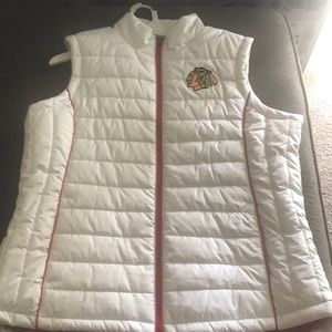 Chicago Blackhawks white poly fill vest. Size XXL